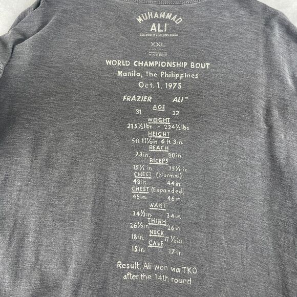 Muhammad Ali Thrilla in Manila 1975 Shirt Mens 2XL Gray Lucky Brand Made in USA - Picture 3 of 8